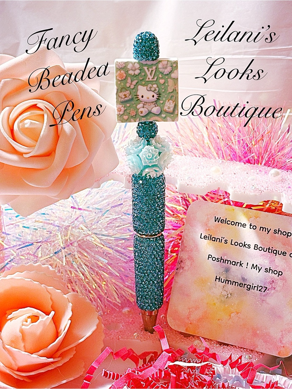 Fancy beaded Pen/hello kitty/flowers beads/girly